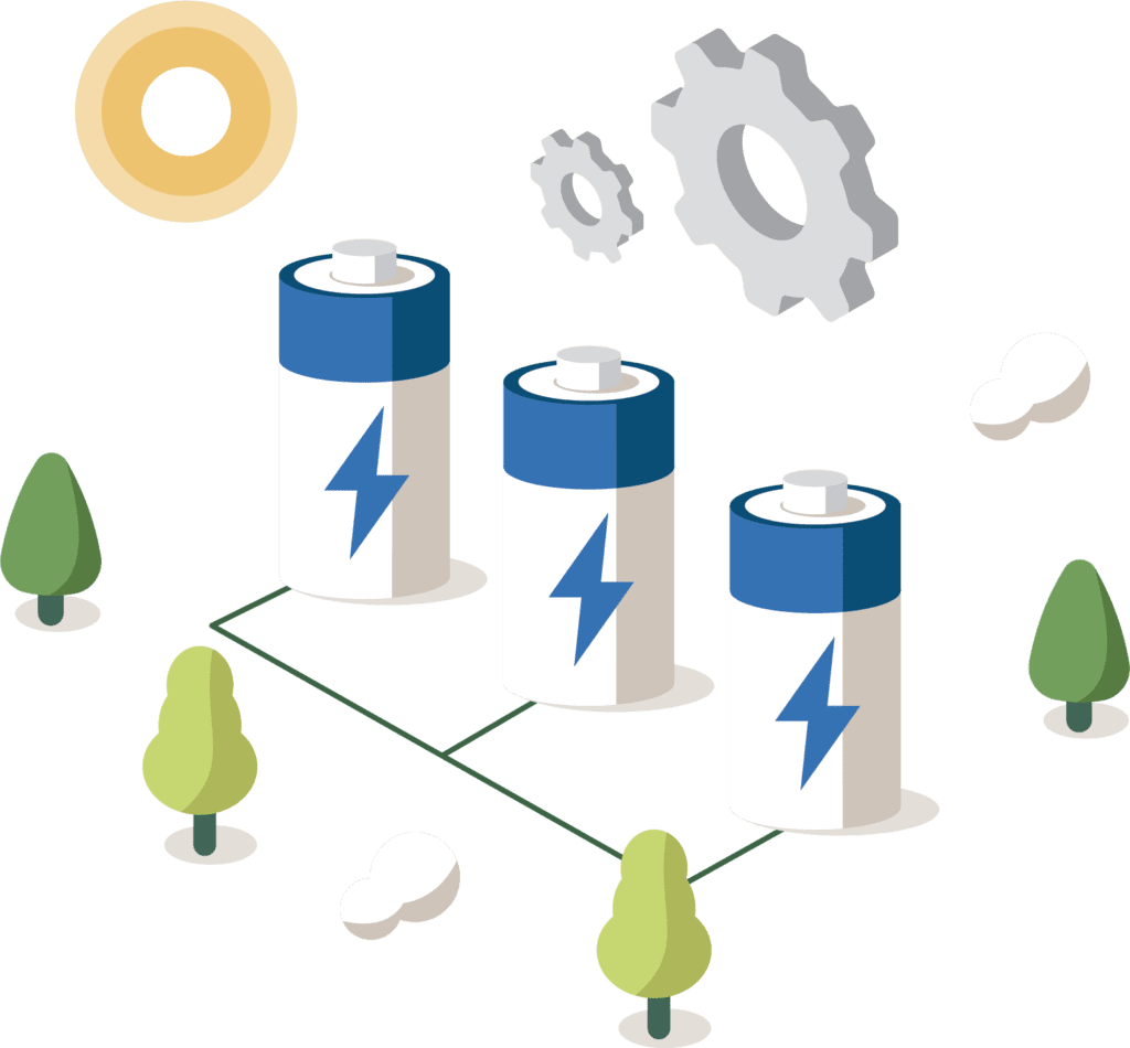 Digital illustration of batteries showcasing energy efficiency